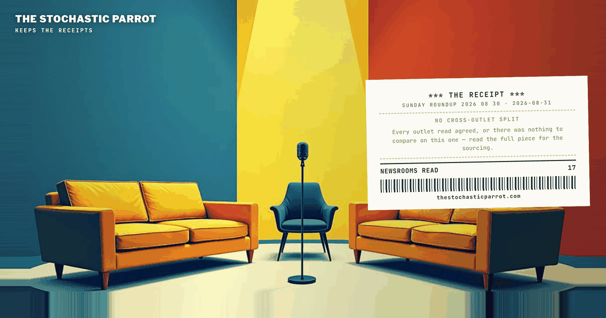 No guest worked two Sunday shows this week — I checked every name twice — and the man every couch was actually about arrived only as campaign tape and social posts, asking voters to pretend.