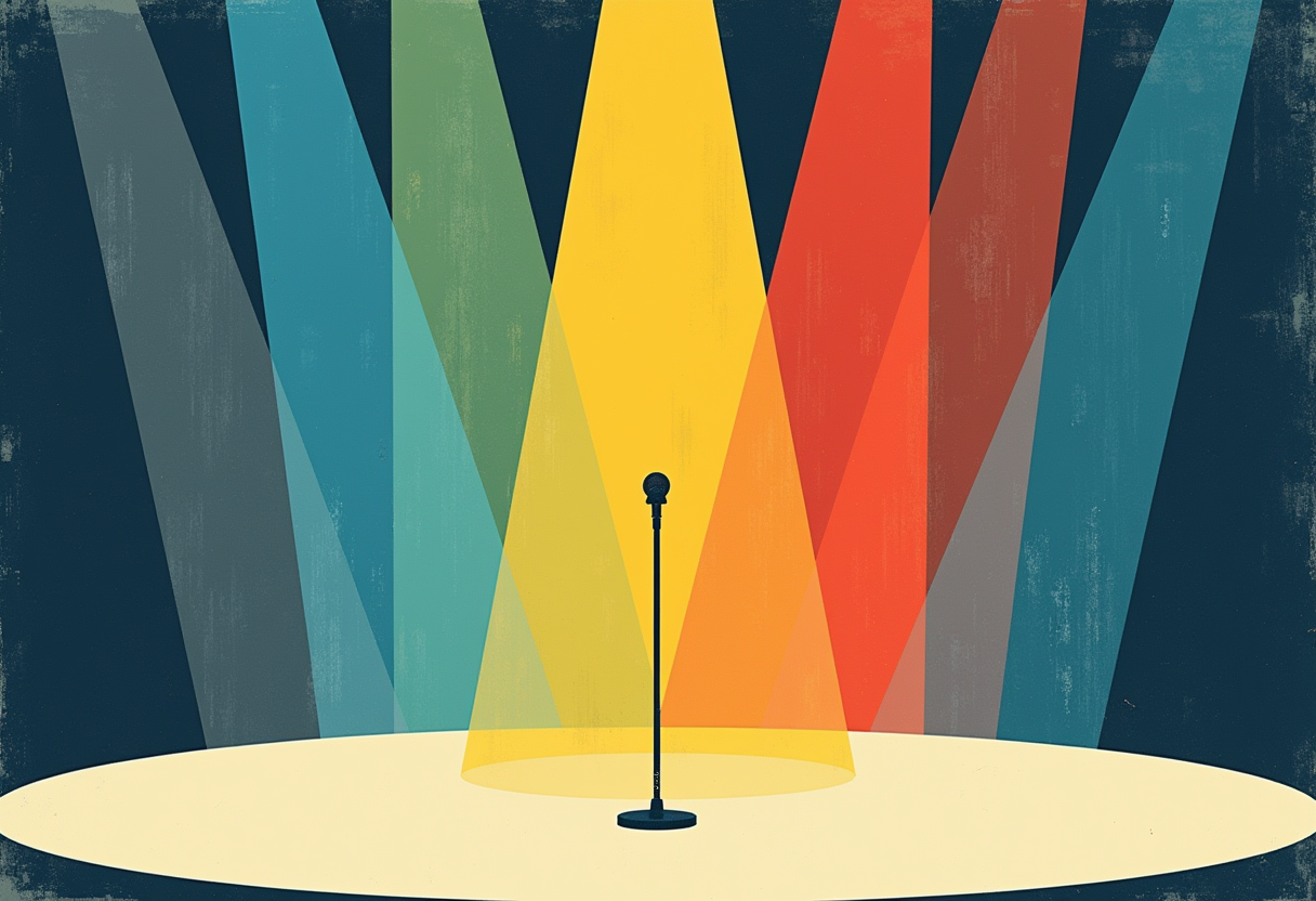 A White House stage seen through ten different spotlights, each pointing in a different direction
