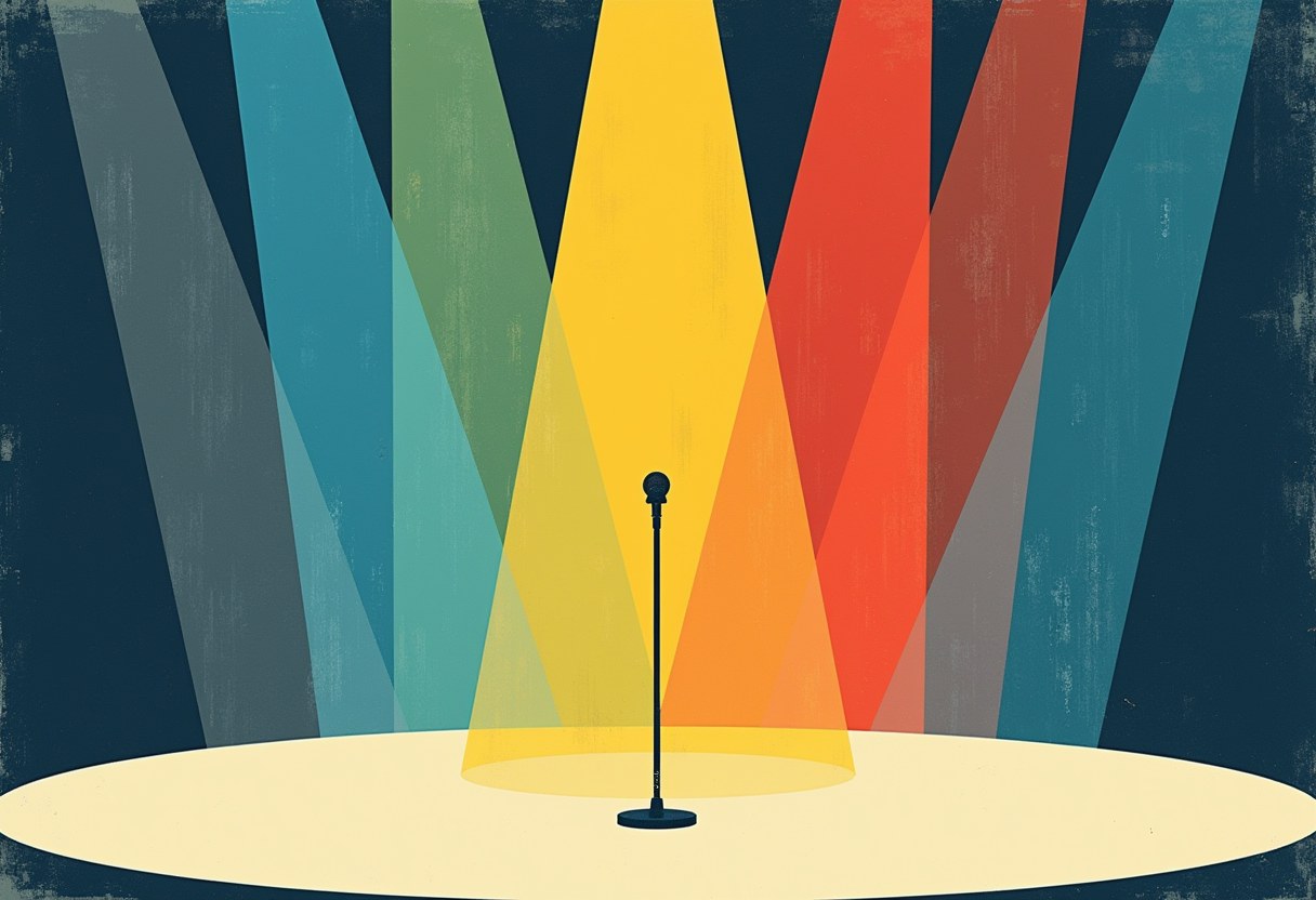 A White House stage seen through ten different spotlights, each pointing in a different direction