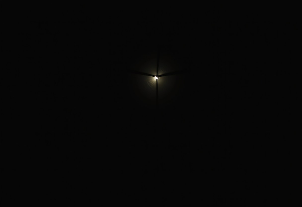 A single thin thread of light crosses a dark divide -- the mediation signal that only one outlet carried