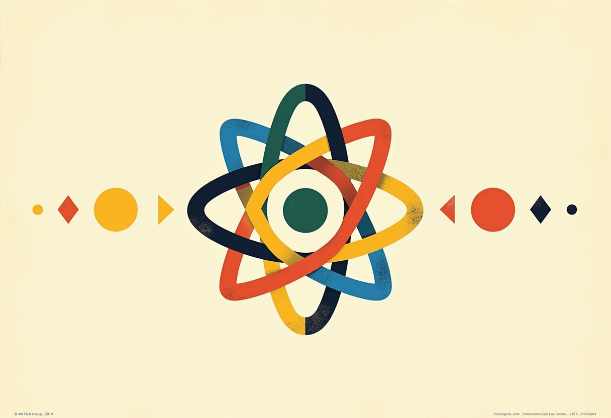 Overlapping translucent rings of yellow, orange, and steel-blue spiraling toward a bright center point, evoking a centrifuge cascade